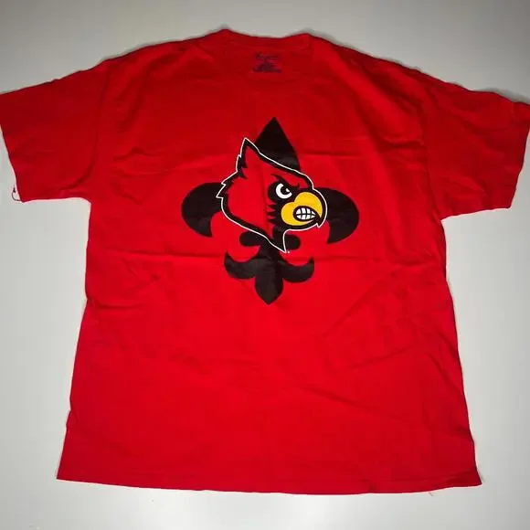 Champion Louisville Cardinals Fleur-de-Lis Logo T-Shirt Men’s XL Red NCAA Cotton - Picture 2 of 5